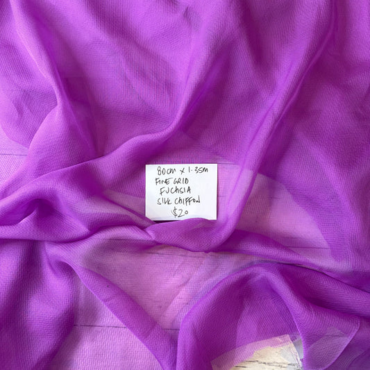 80cm Fine Grid Fuchsia Silk Chiffon