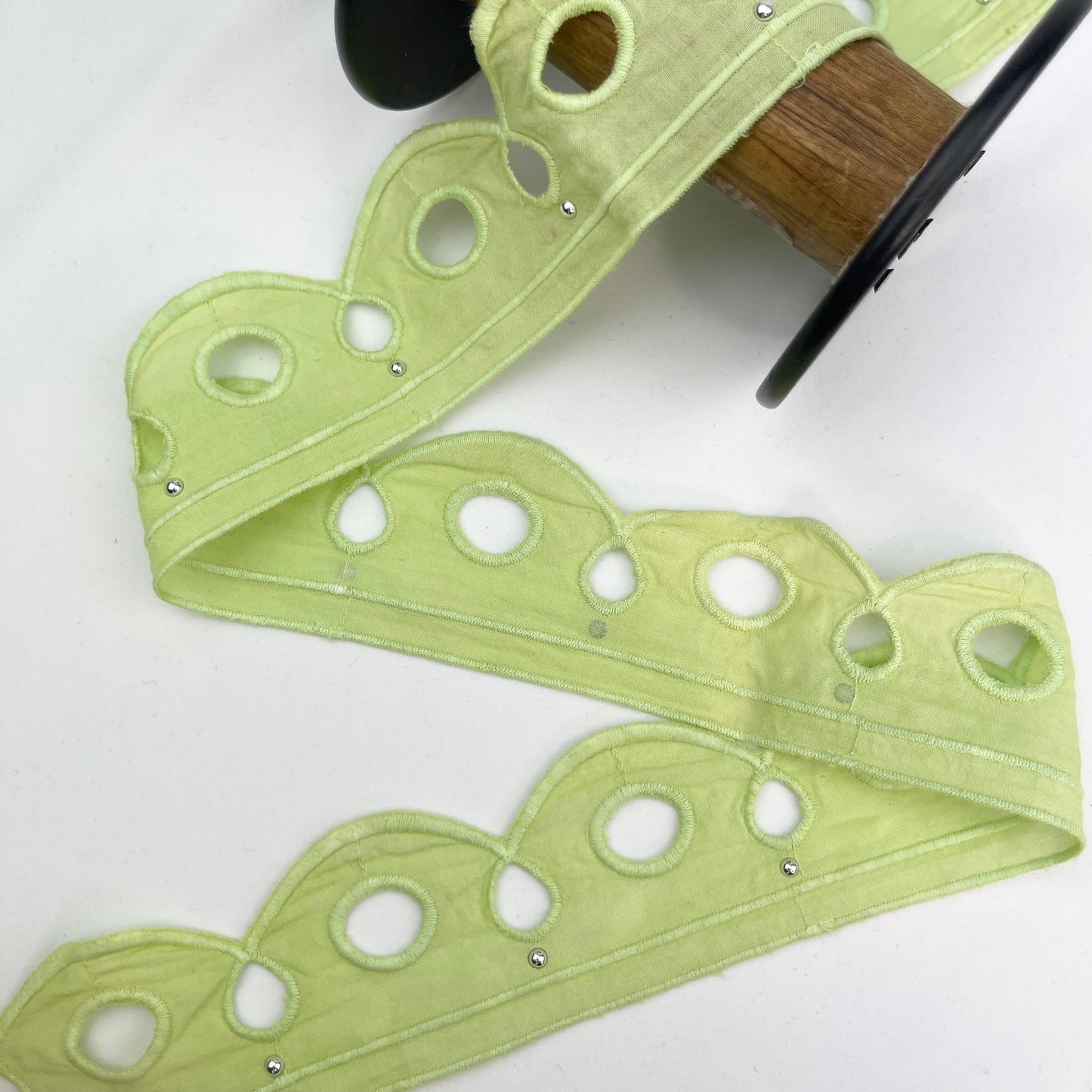 Riviera Lime 55mm Studded Broderie Trim