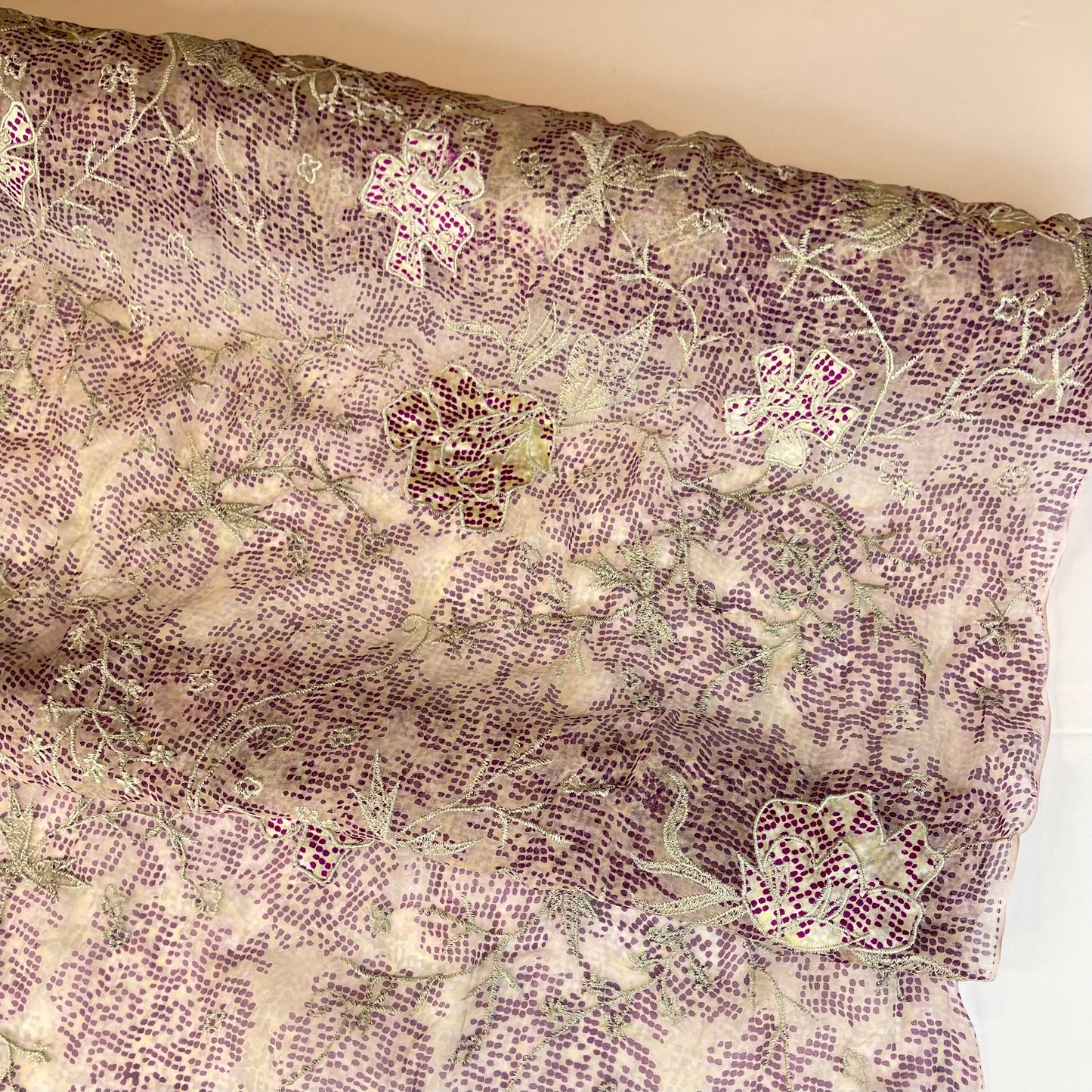 Spanish Plum Embroidered Silk Organza