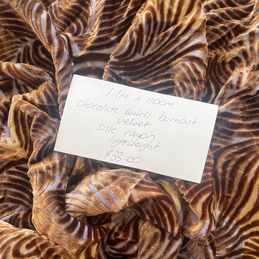 1.1m chocolate swirls burnout velvet