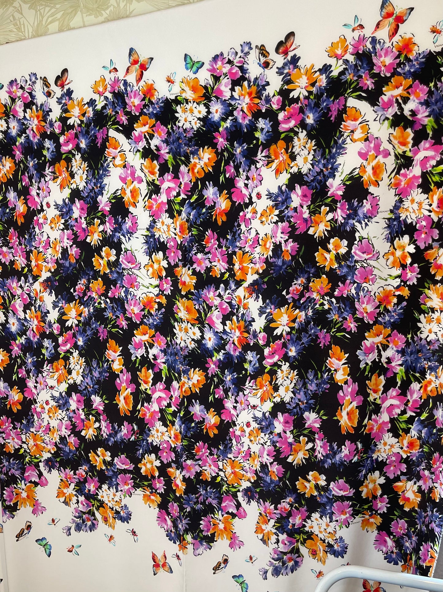 VIONNET PARIS Butterfly Garden Silk Crepe de Chine Panel