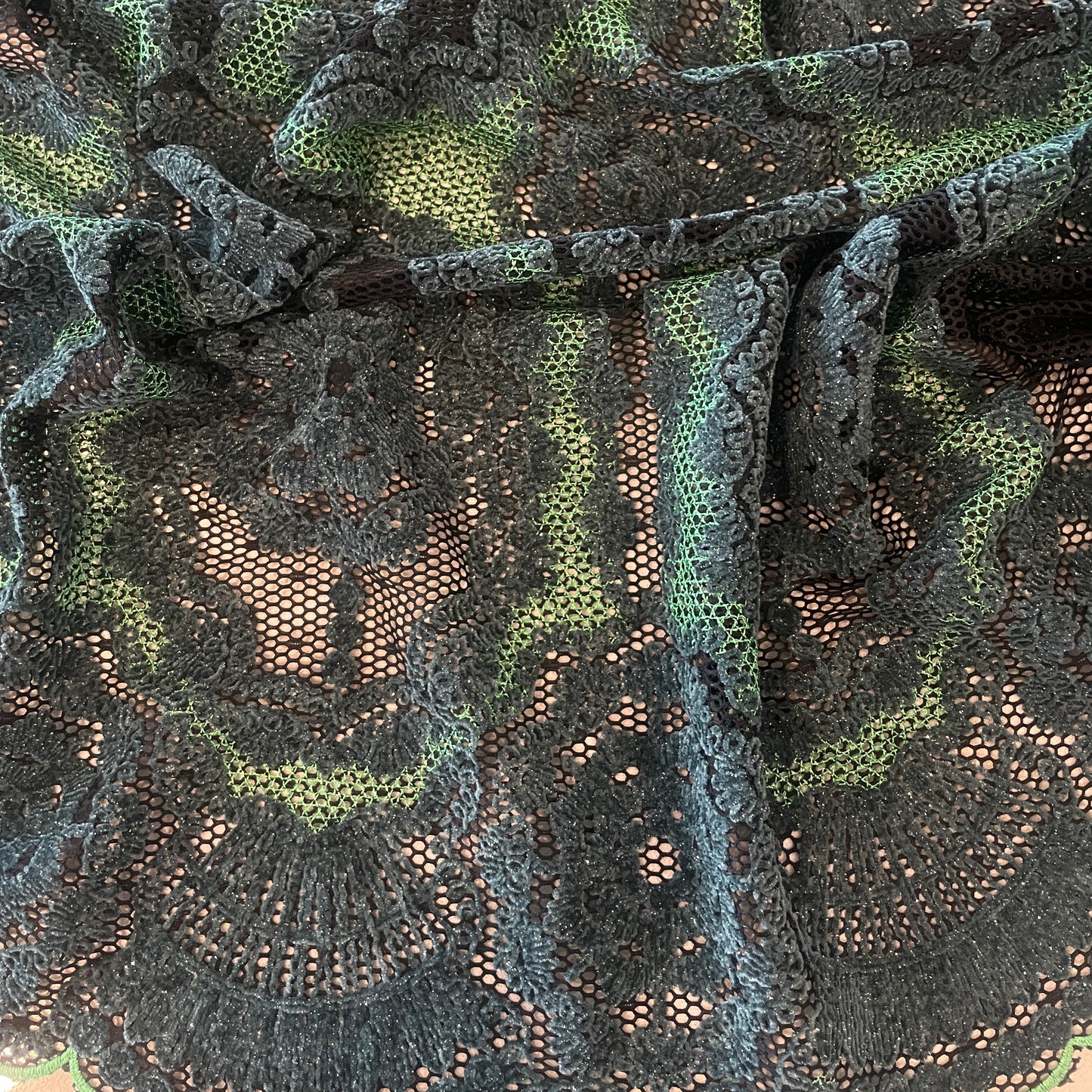 1m emerald teal chenille embroidered lace