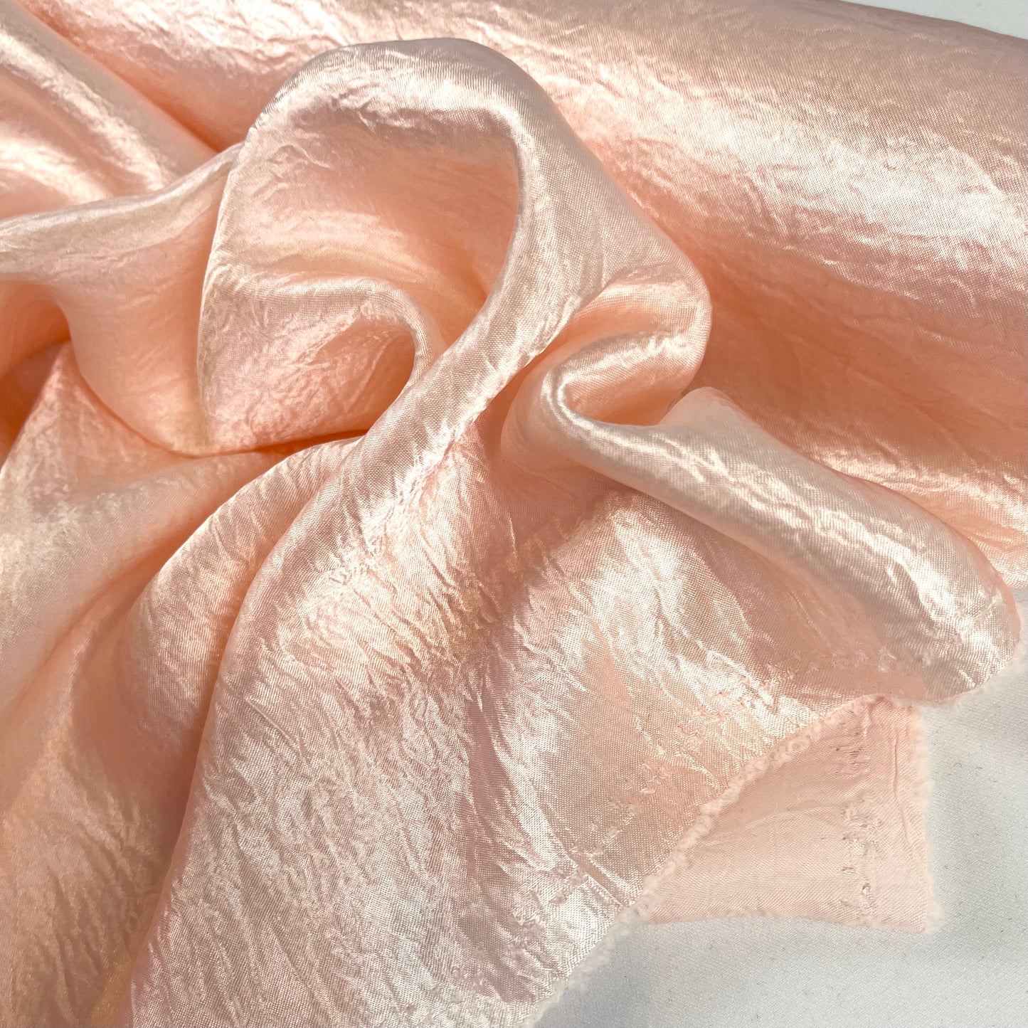 peachy pink crinkle satin