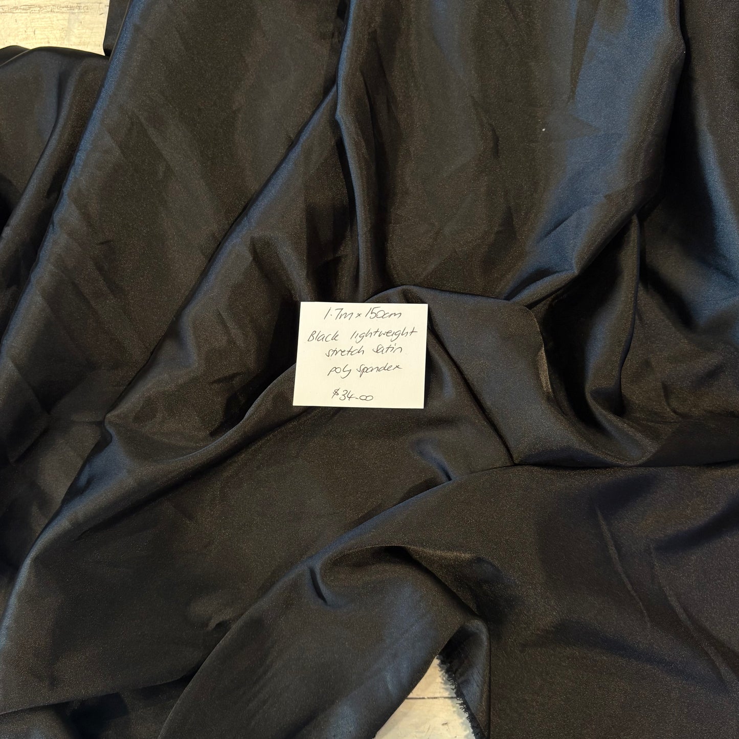 1.7m Black Lightweight Stretch Satin