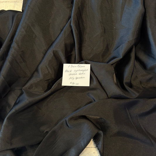 1.7m Black Lightweight Stretch Satin
