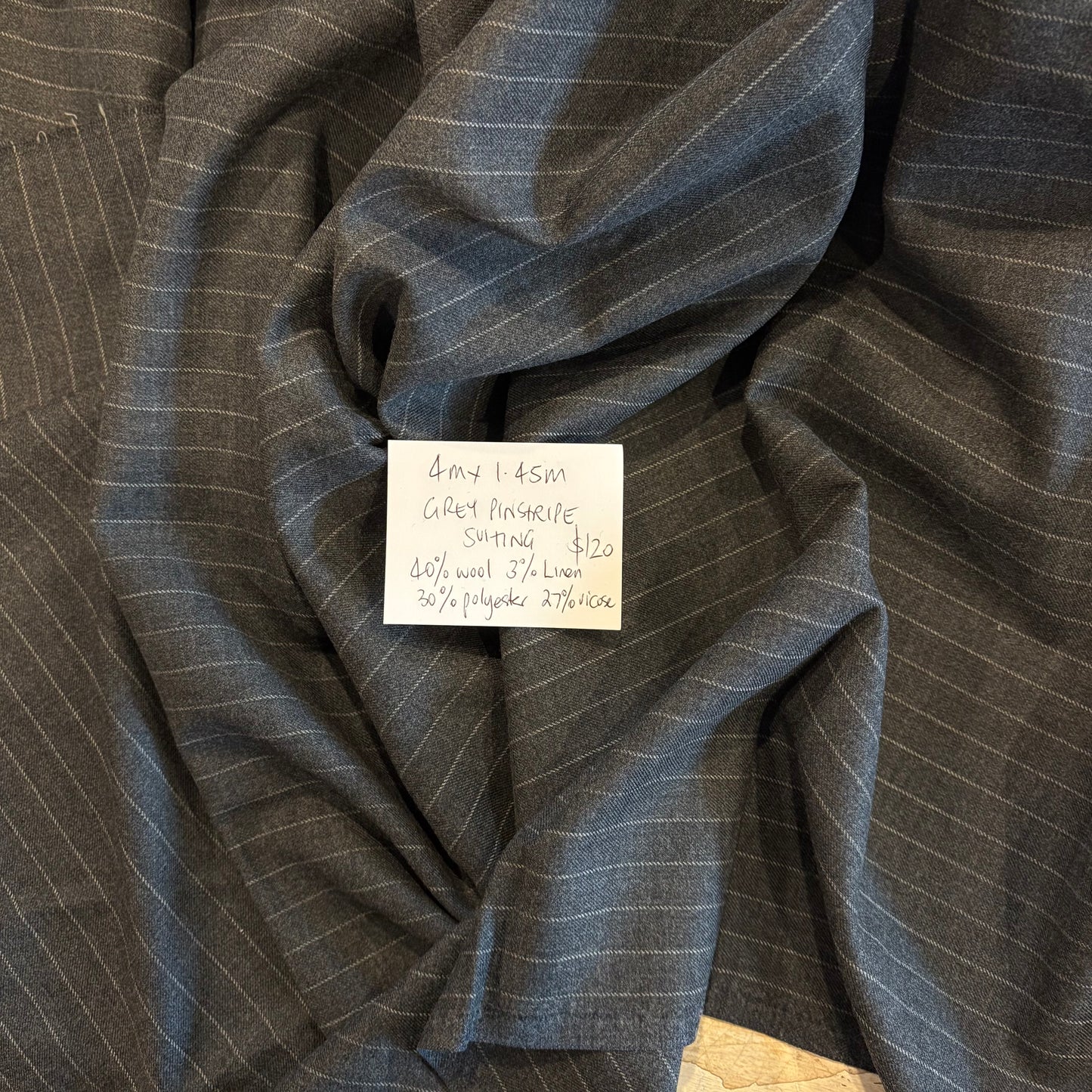 4m Grey Pinstripe Suiting