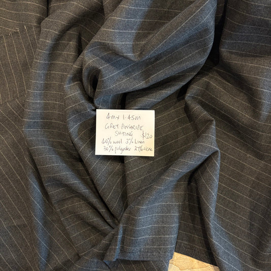 4m Grey Pinstripe Suiting
