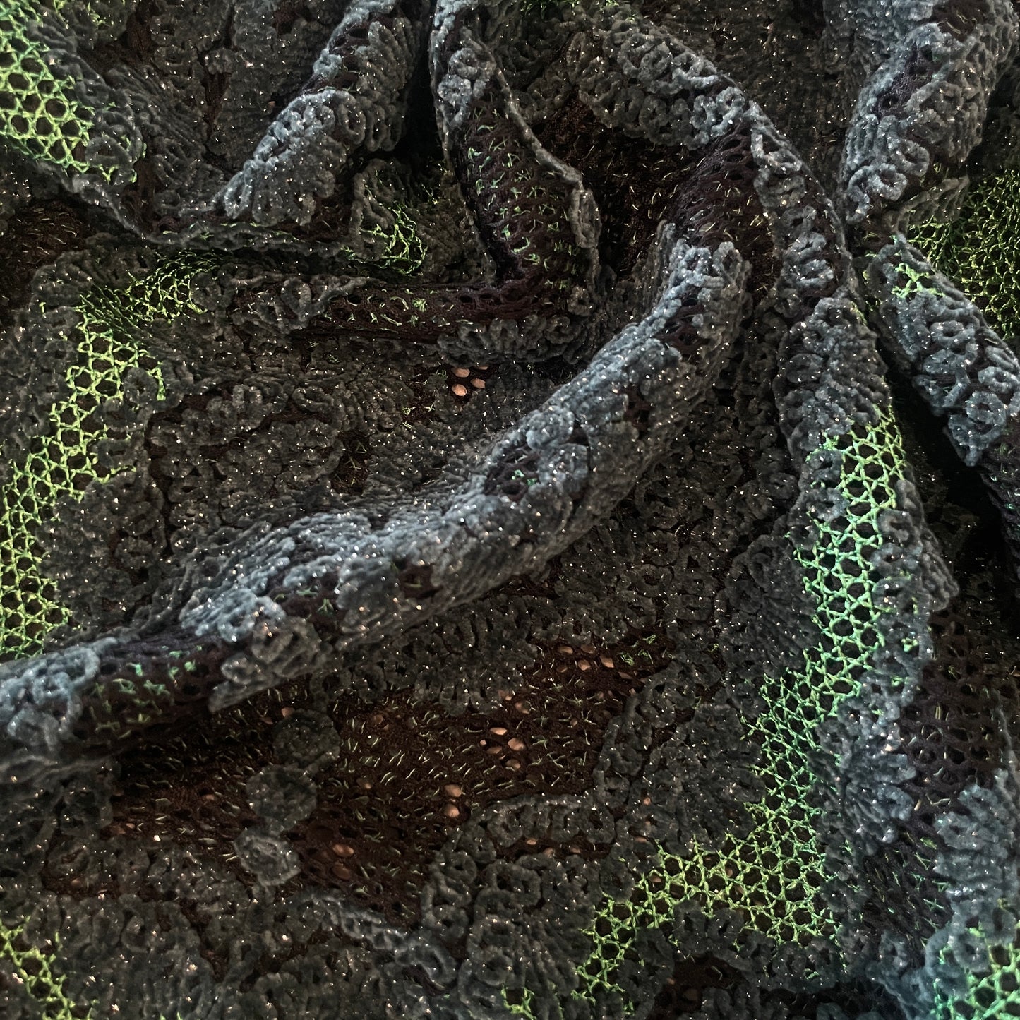 1m emerald teal chenille embroidered lace