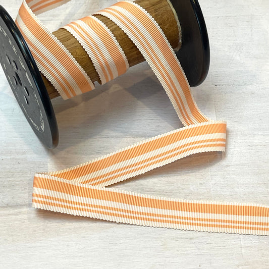 Peaches & Cream Stripe 20mm Gross Grain Ribbon