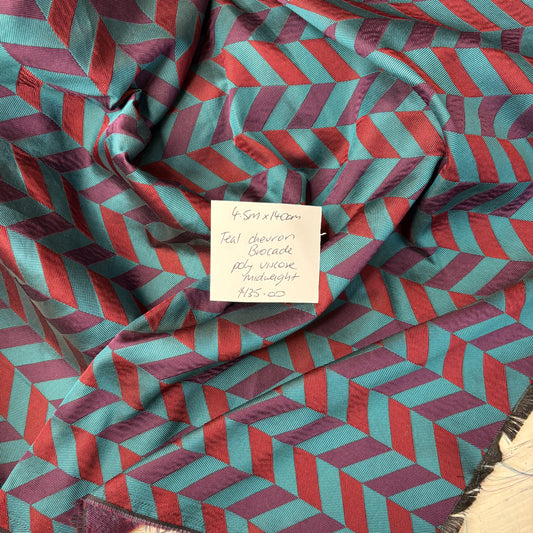 4.5m Teal Chevron Brocade