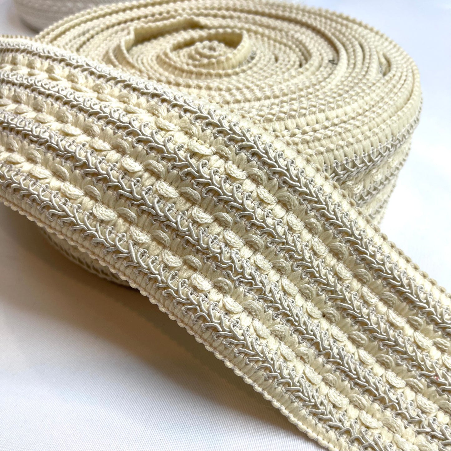 Cream 75mm Stretch Braid