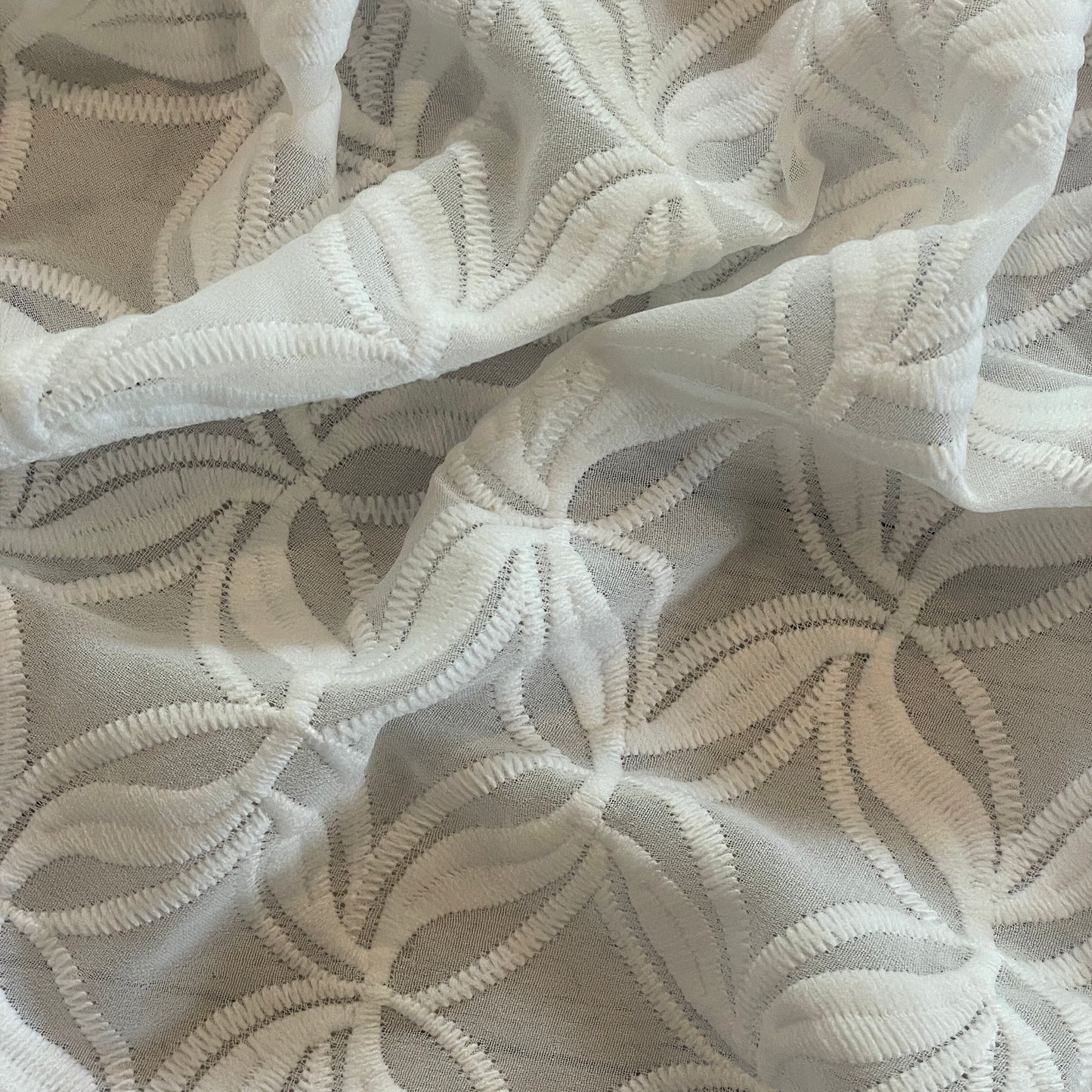 Geo leaves embroidered georgette