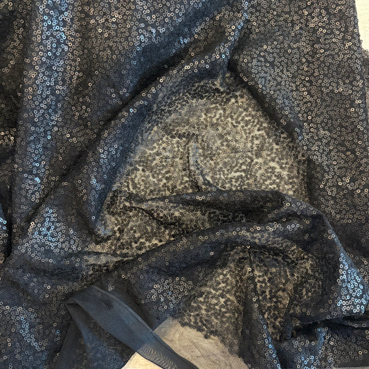 2m Black Sequin Mesh Polyester