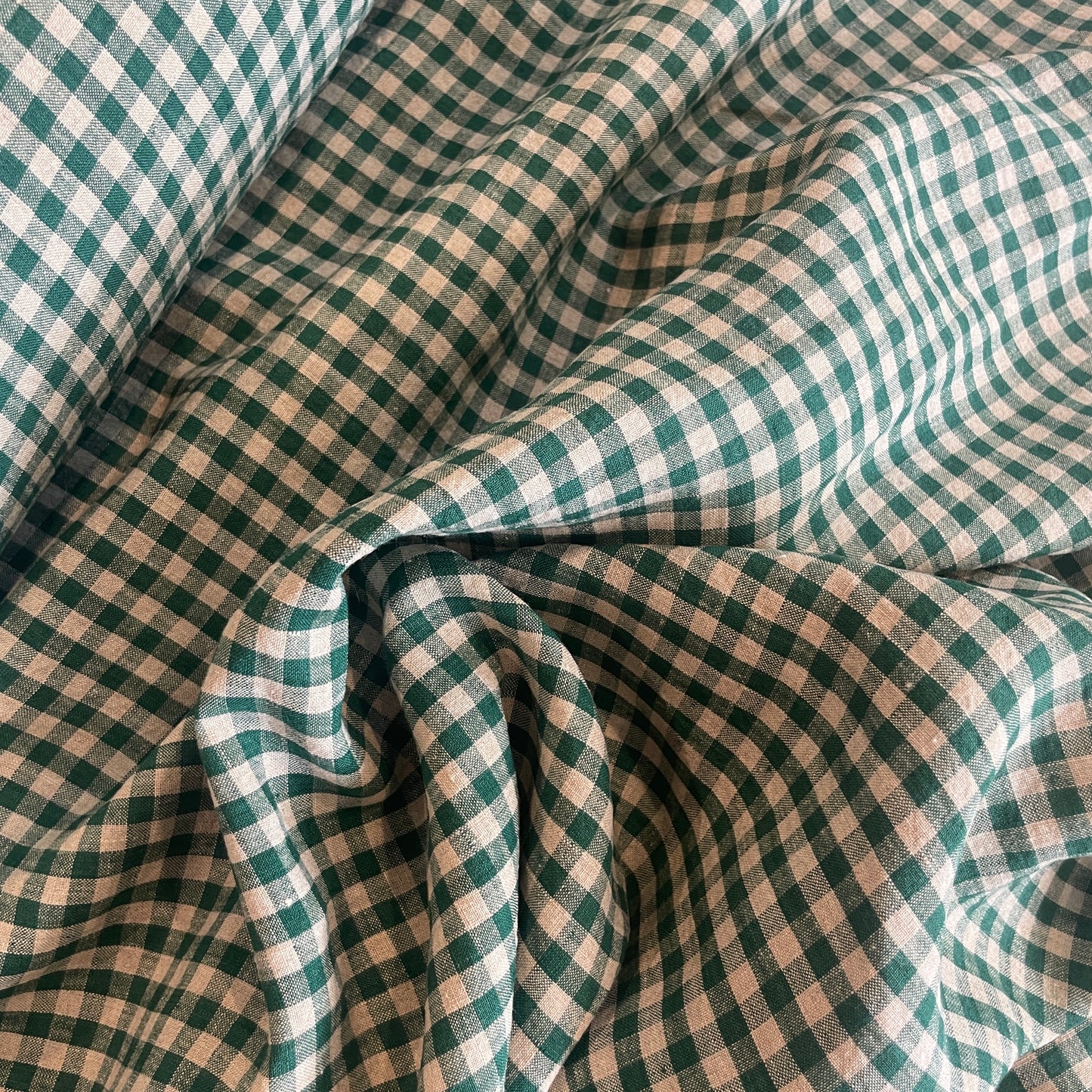 Garden green gingham linen