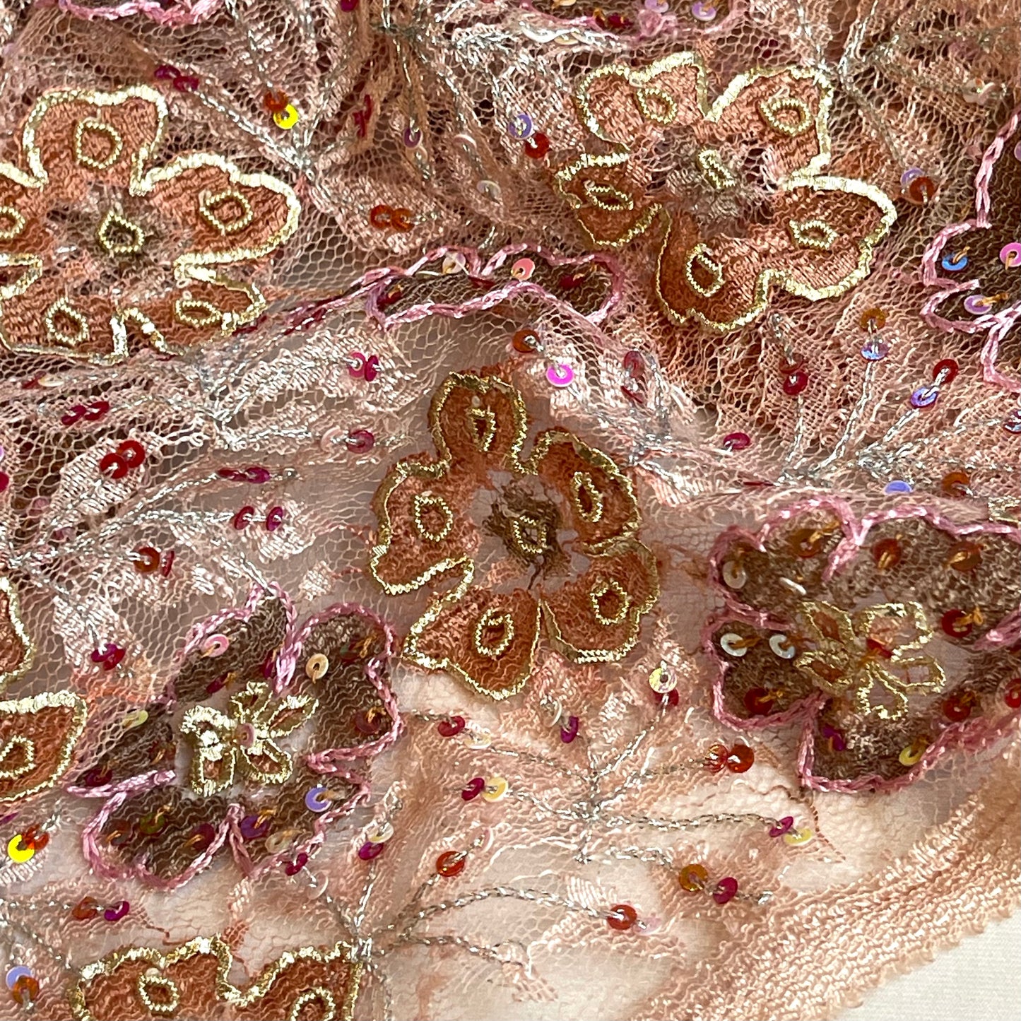 Blush Posies Sequin Lace