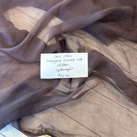1m Aubergine Crinkle Silk Chiffon