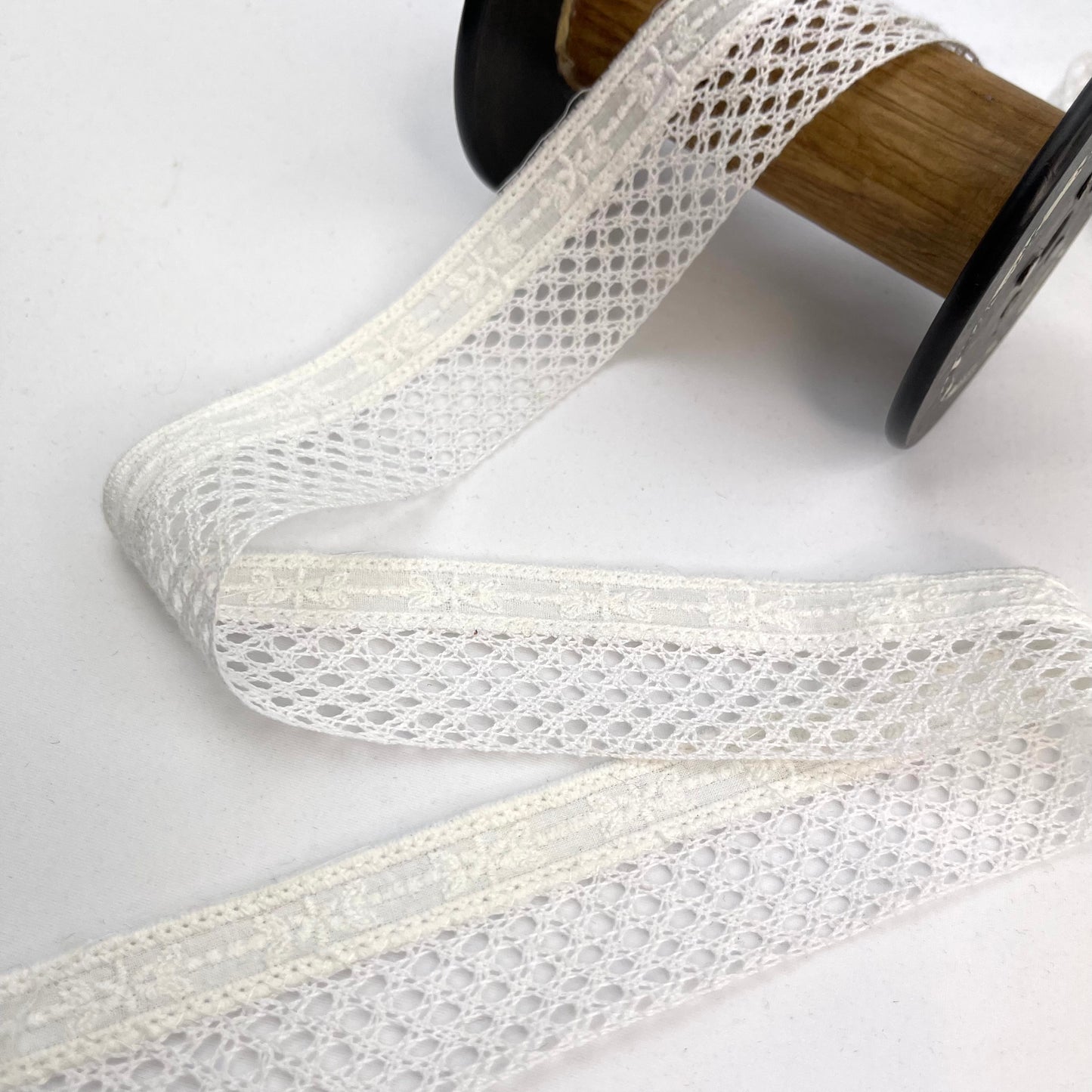 Adelaide White 35mm Embroidered Crochet Lace