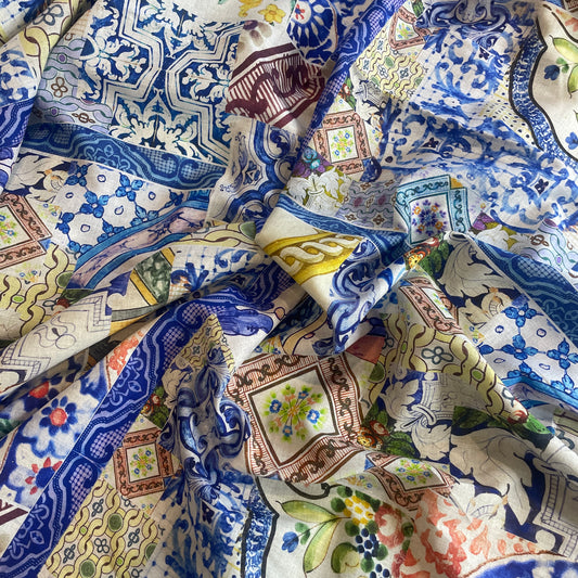 Trento azure linen viscose
