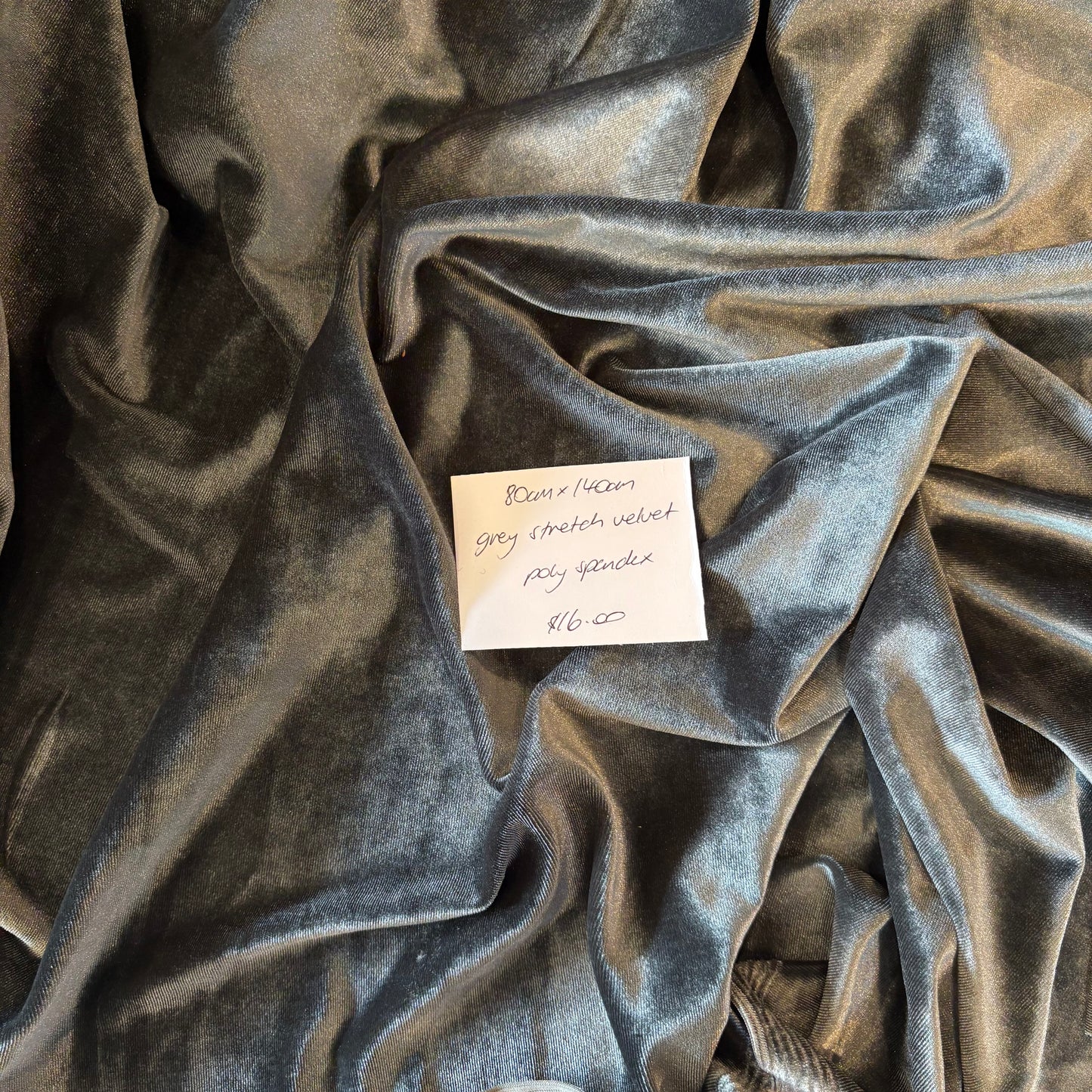 80cm Grey Stretch Velvet
