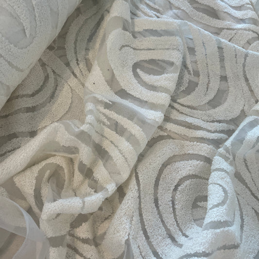 Arctic swirl chenille embroidered tulle