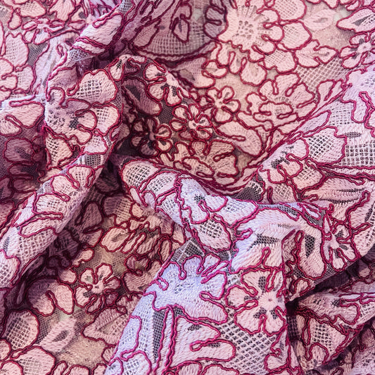1.6m x 40cm raspberry corded lace