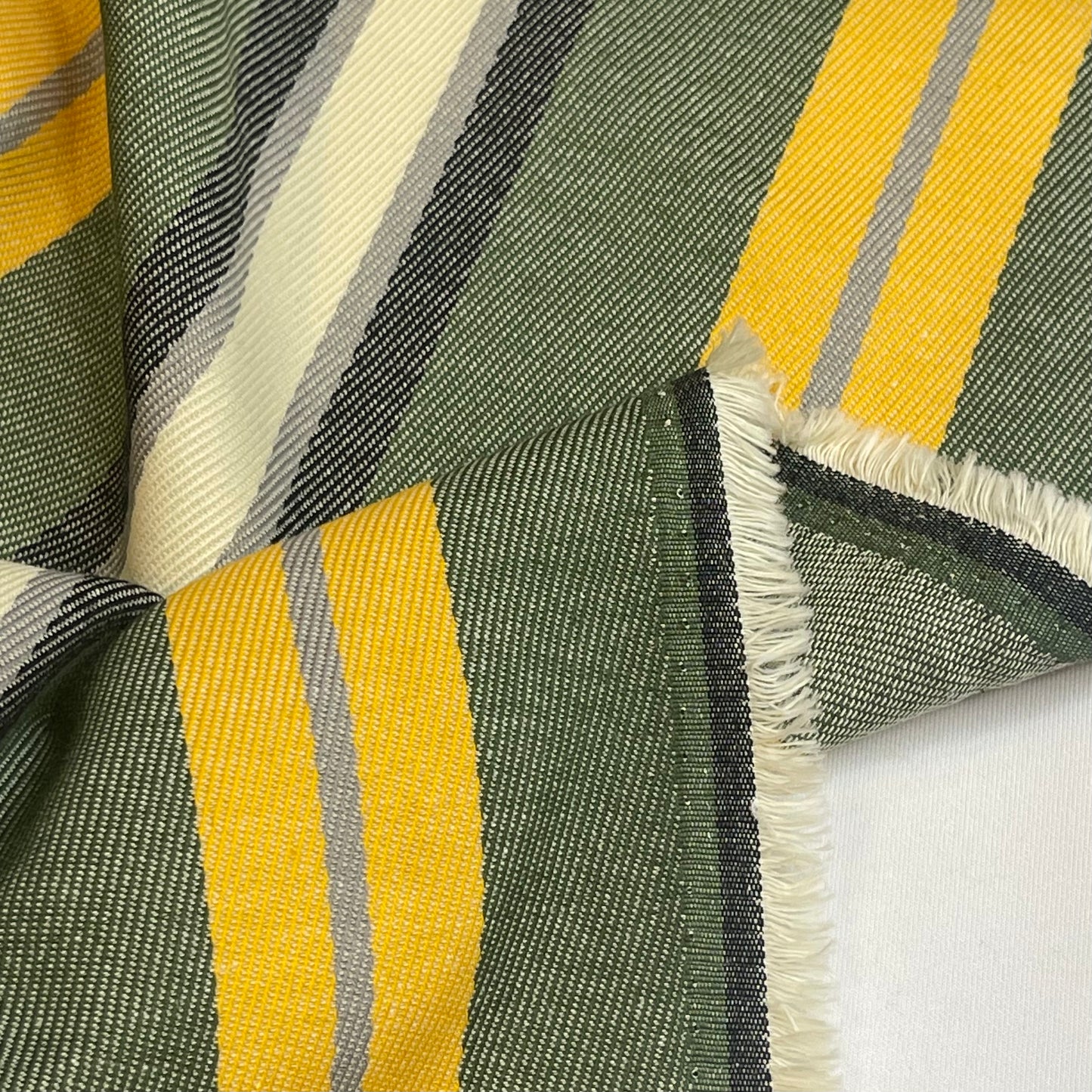 Notting Hill Stripe Green Viscose Cotton Twill