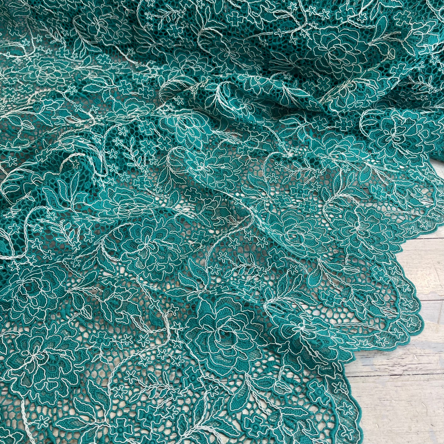 Barcelona Teal Corded Lace