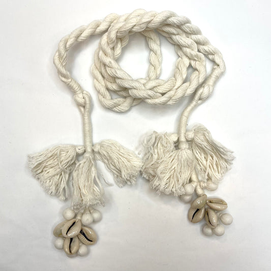 Natural Tassel Shell Rope Tie Belt