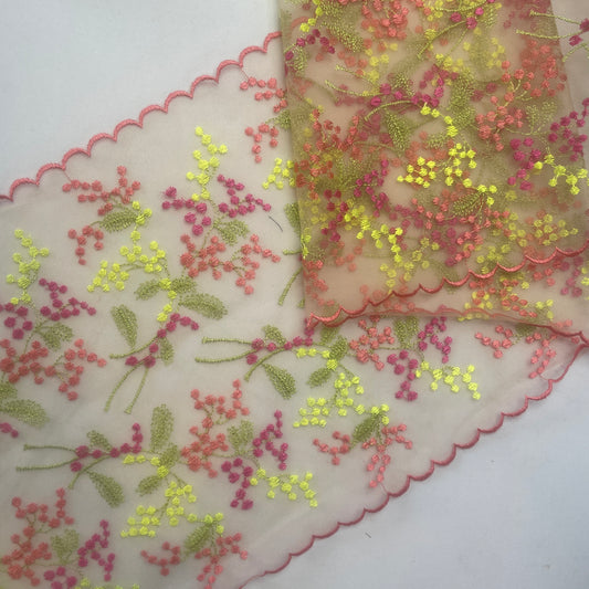 Neon buds Embroidered Lace