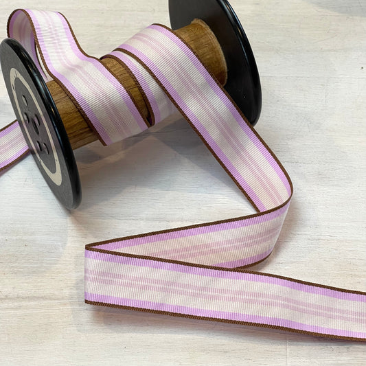 Lavender Mousse Stripe 25mm Gross Grain Ribbon