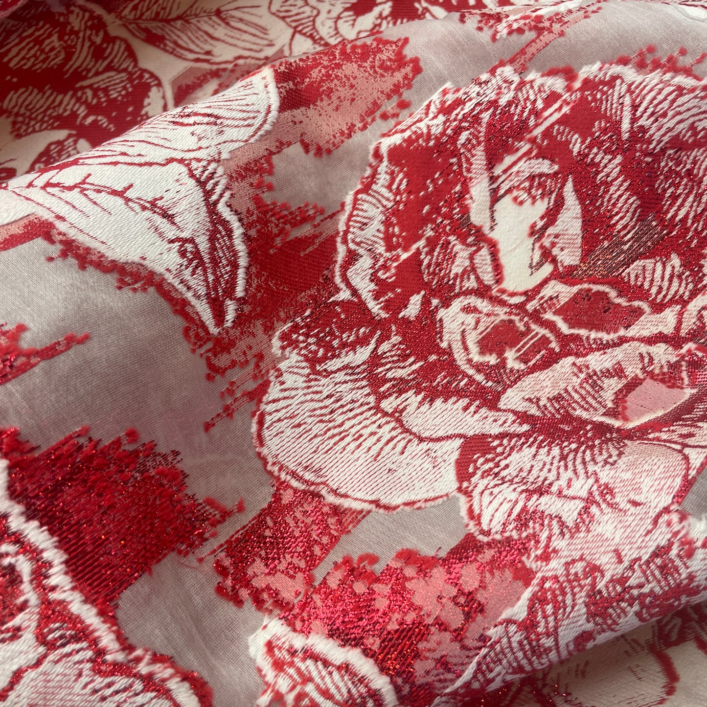 Scarlet rose metallic Brocade