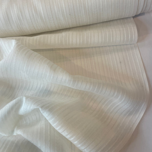 Ivory jacquard stripe silk voile