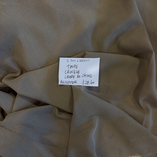 1.3m Taupe Crinkle Crepe De Chine