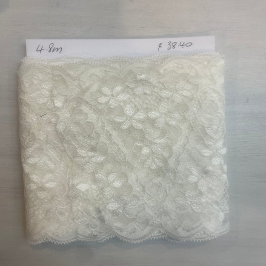 4.8m  13cm wide ivory nylon lace