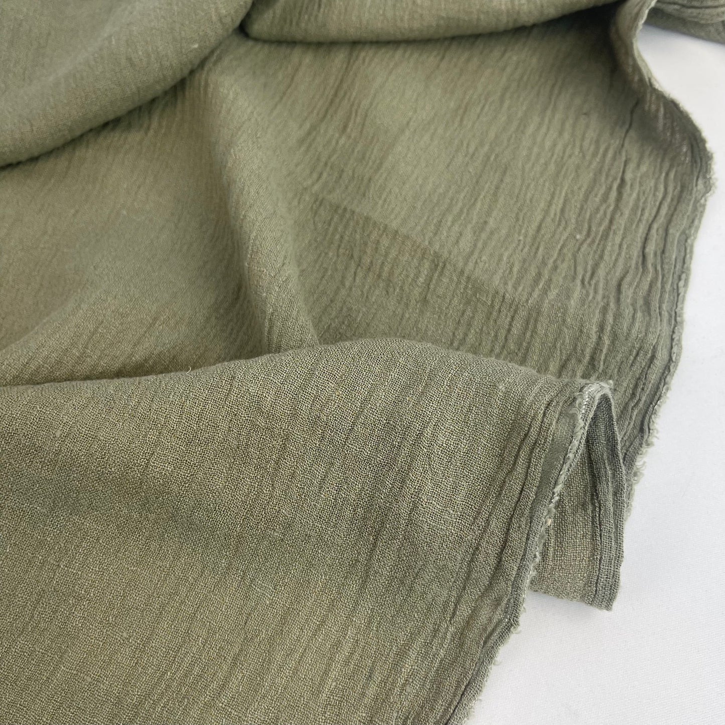 1mtr Khaki Lightweight Organic Crinkle Linen