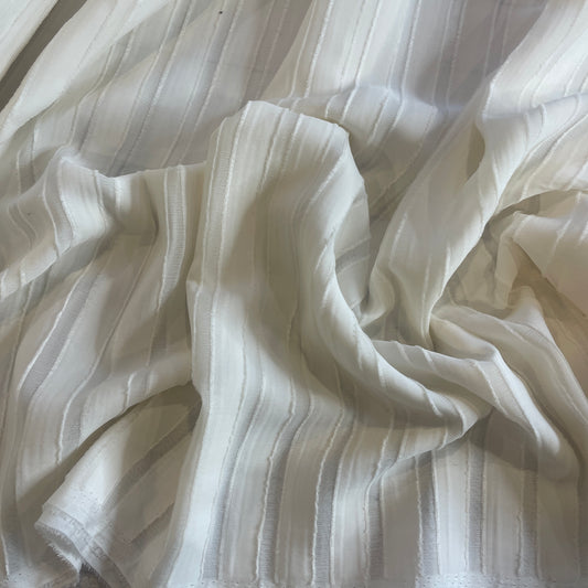 Tilly ivory textured stripe georgette