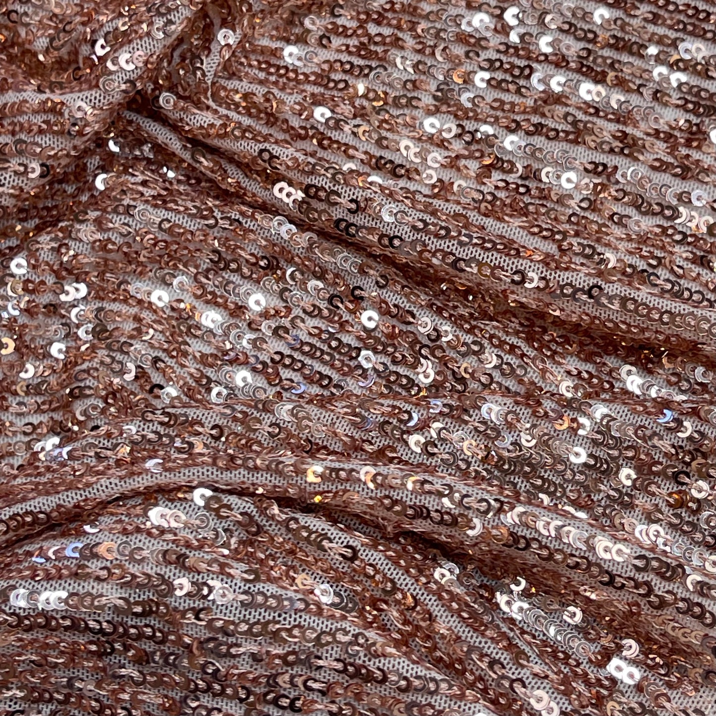 Rose Gold Stretch Sequin Mesh