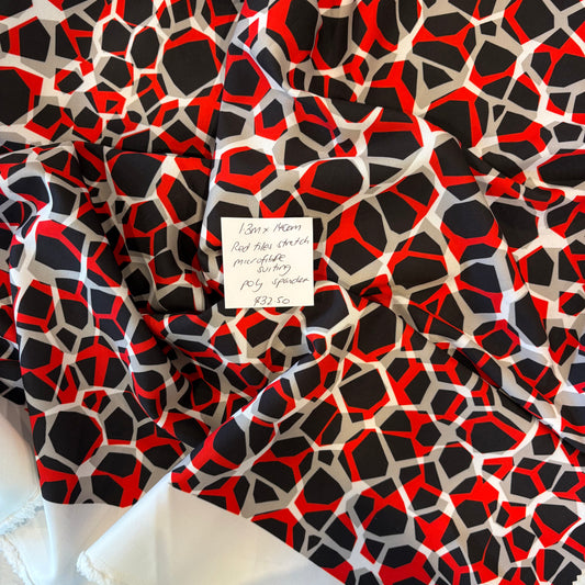 1.3m Red tiles stretch Microfibre suiting