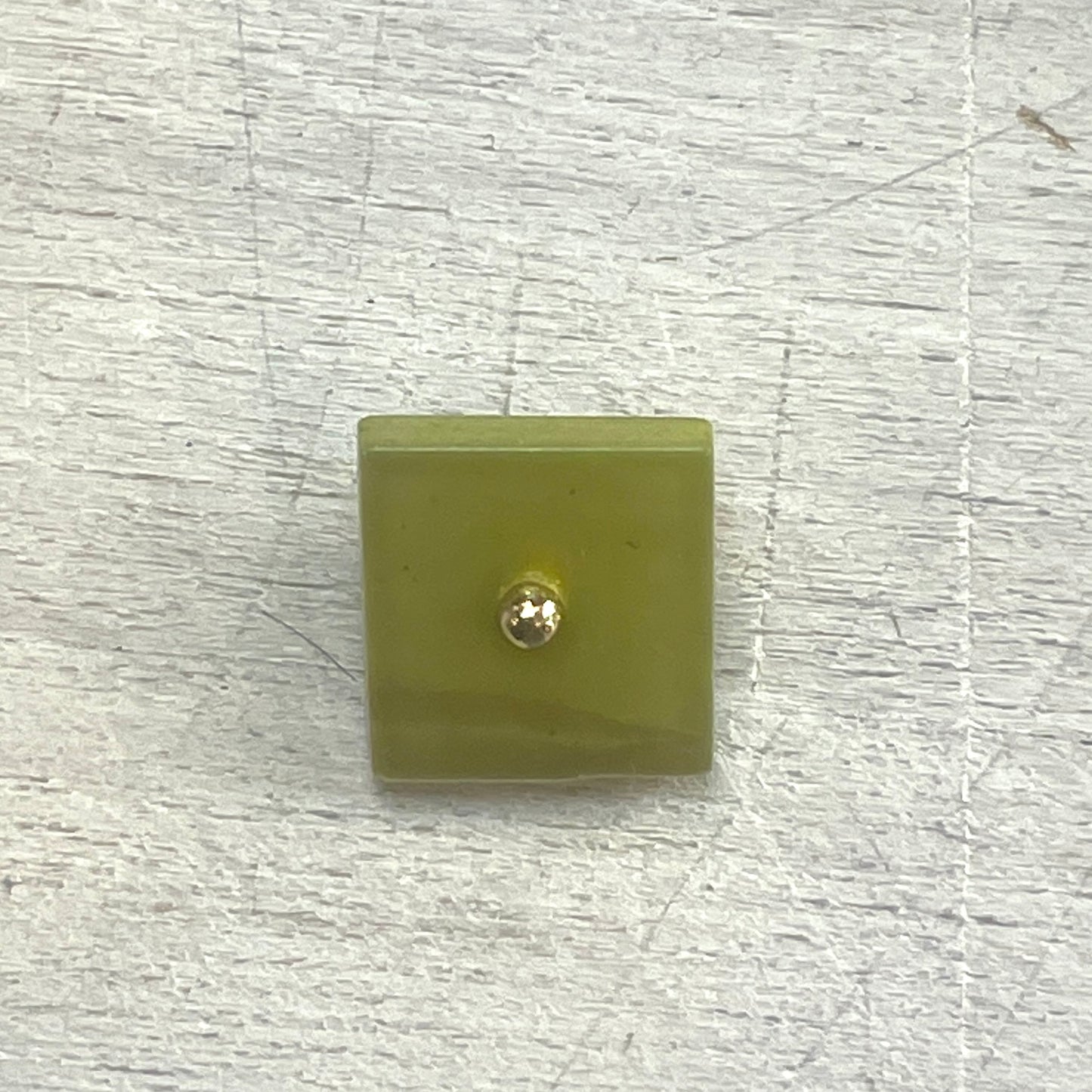 12mm Chartreuse glass square shank button