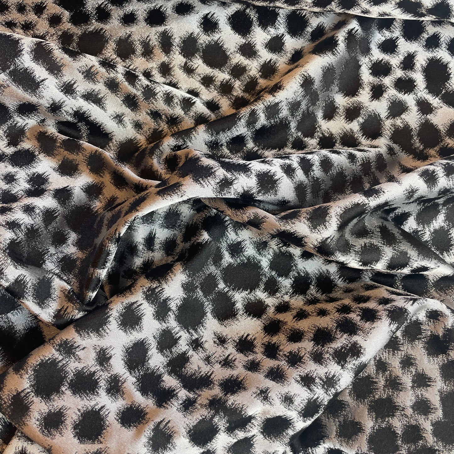 Charcoal leopard silk taffeta