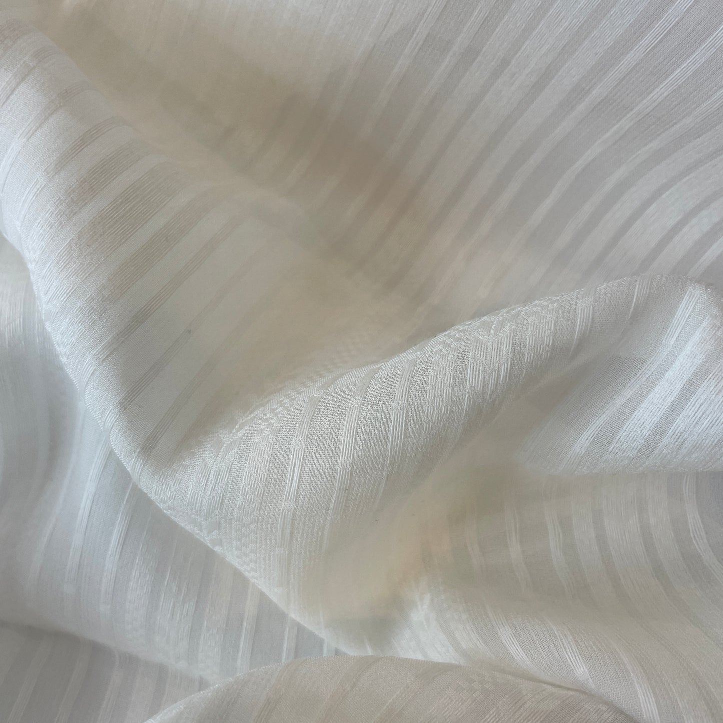 Ivory jacquard stripe silk voile