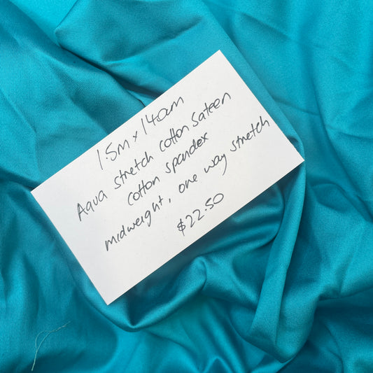 1.5 m Aqua stretch cotton sateen