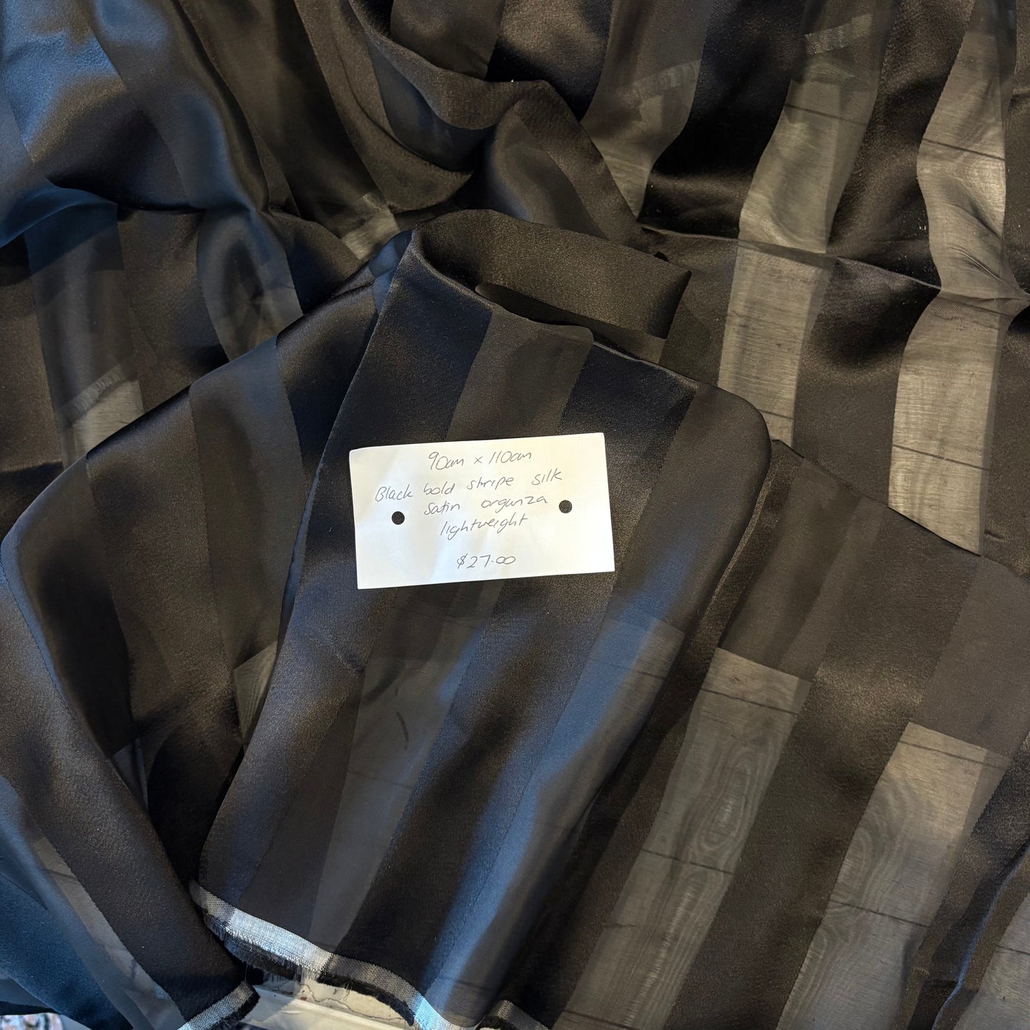 90cm Bold Stripe Silk Satin Organza