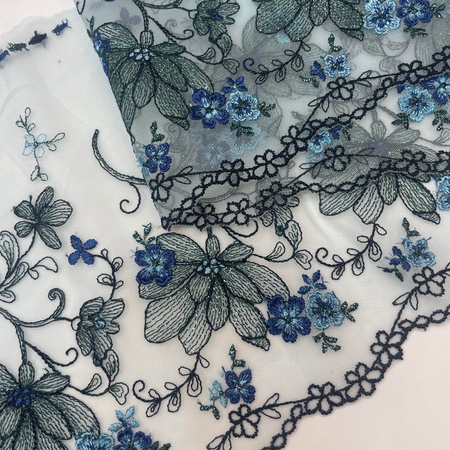 Ice crystal blooms Embroidered Lace