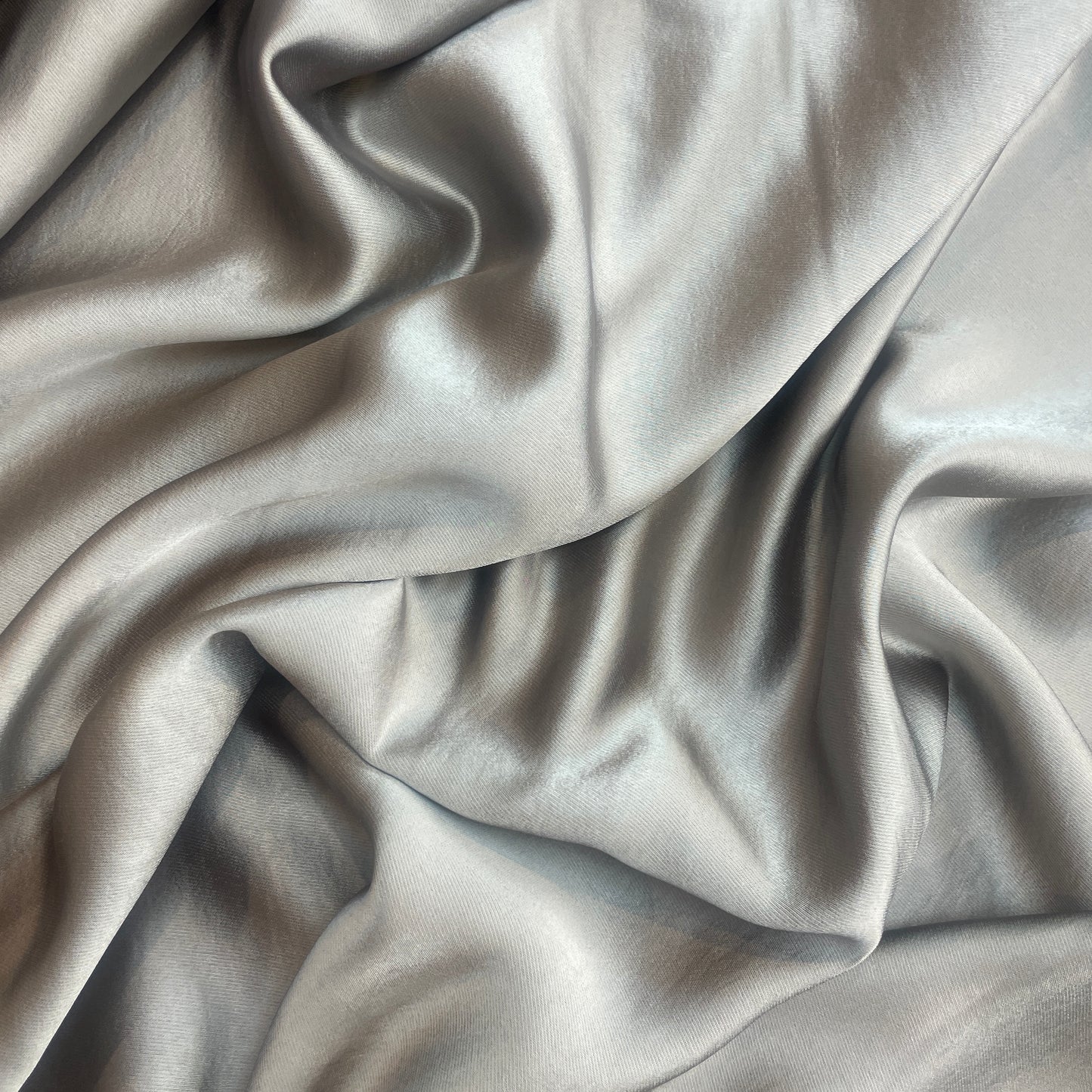 Pewter stretch luxe drape satin