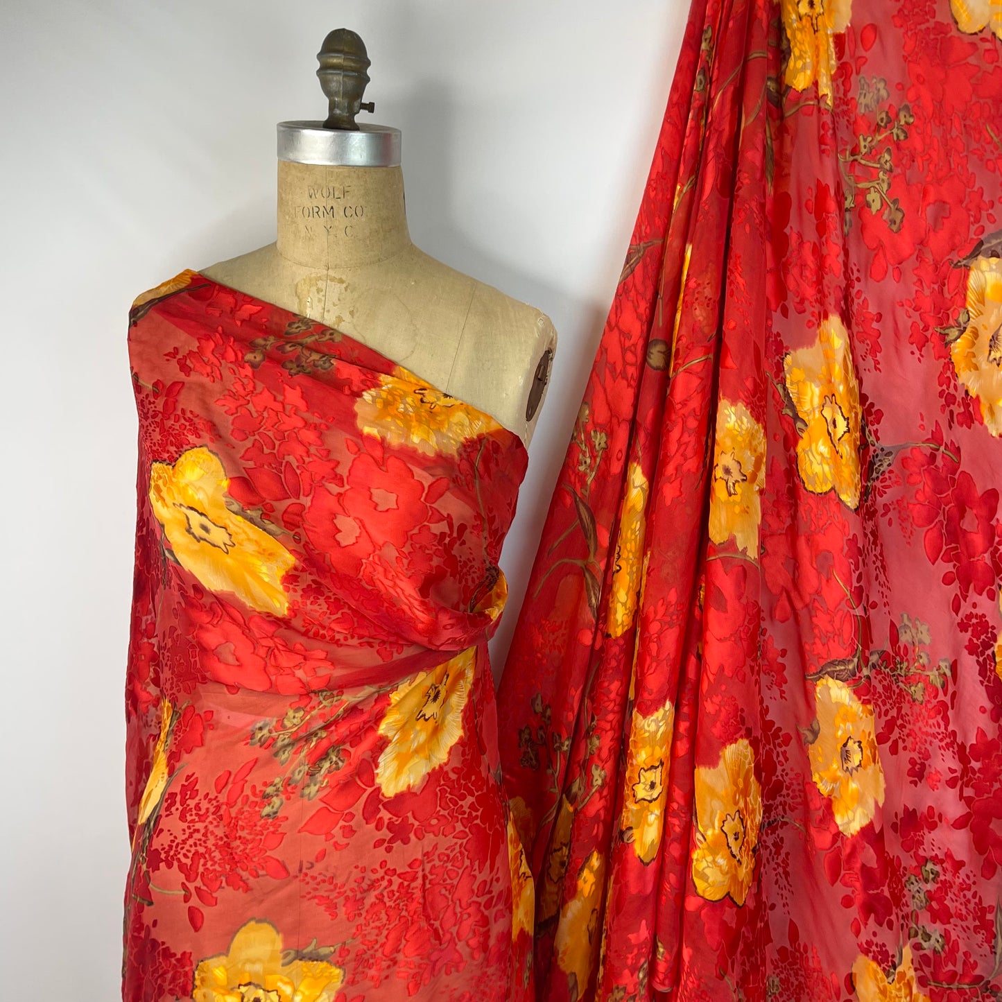 Ruby Flowers Burnout Silk