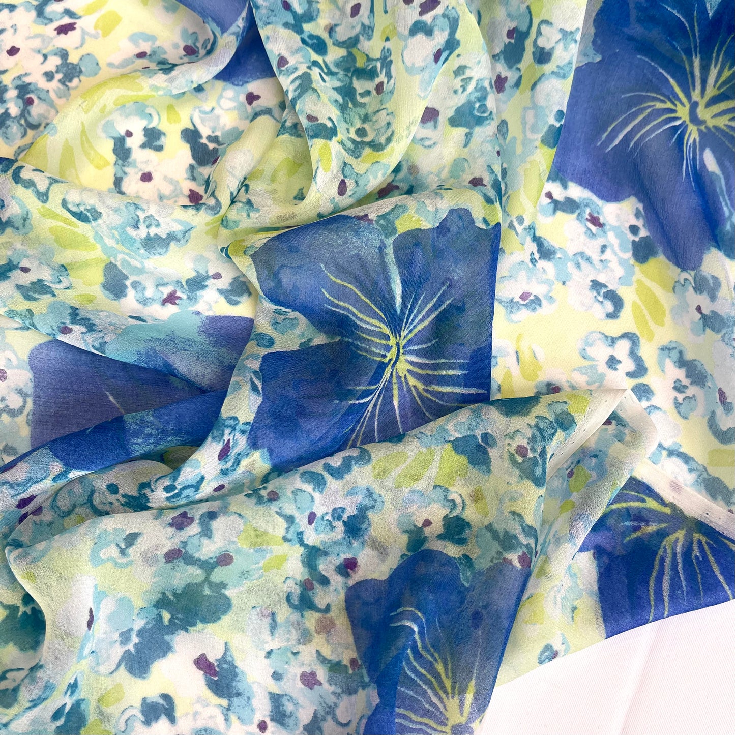 Painted Flowers Silk Chiffon