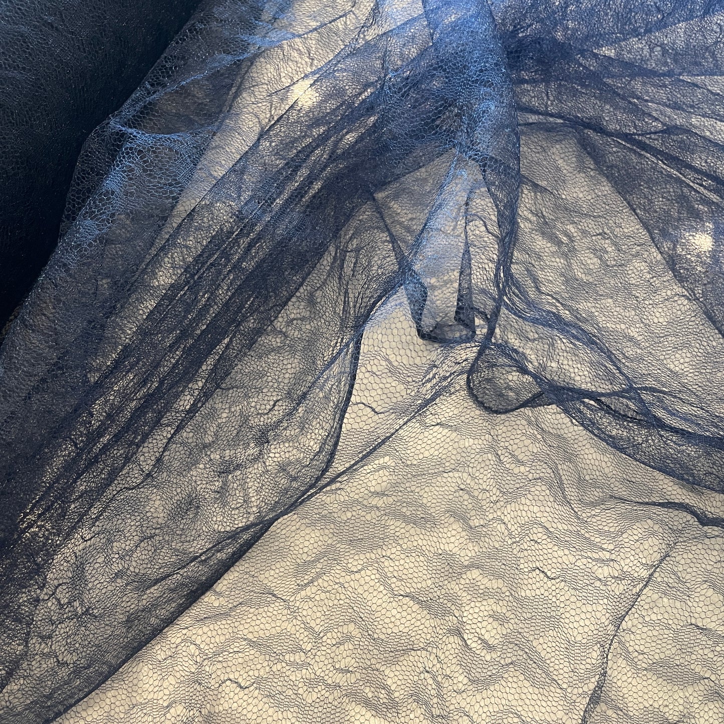 Flora fine navy floral tulle