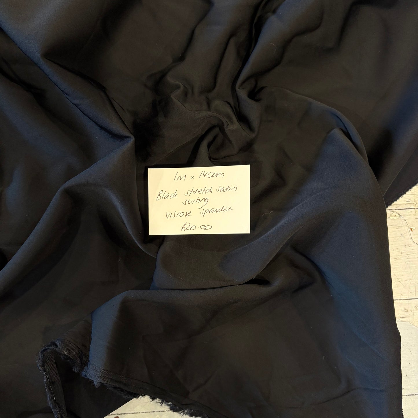 1m Black Stretch Satin Suiting