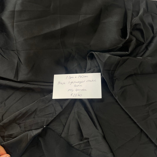 1.3m Black Stretch Satin